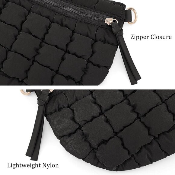 Quilted Nylon Crossbody Bag Womens Puffer Sling Purse Small Roomy Stylish - Picture 5 of 6